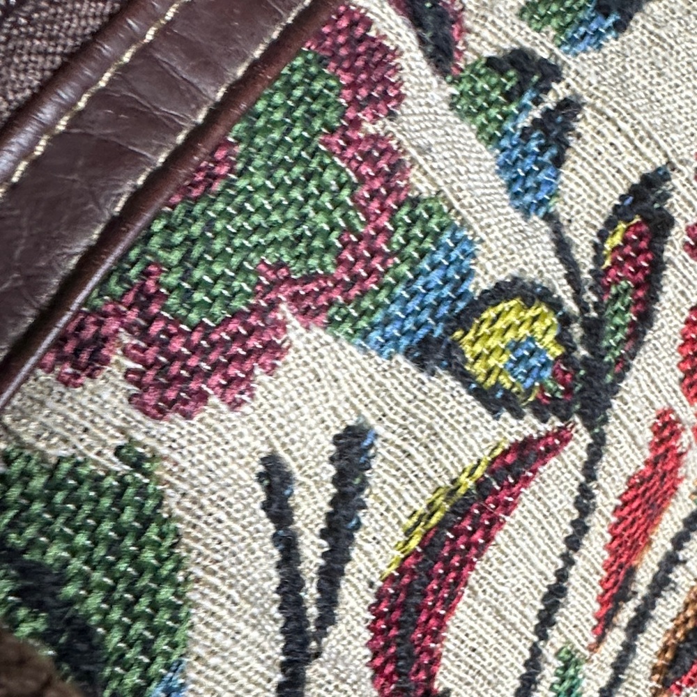 Vintage “Kmart” Joe Boxer Brown Floral Embroidery Crossbody Bag - Picture 4 of 8